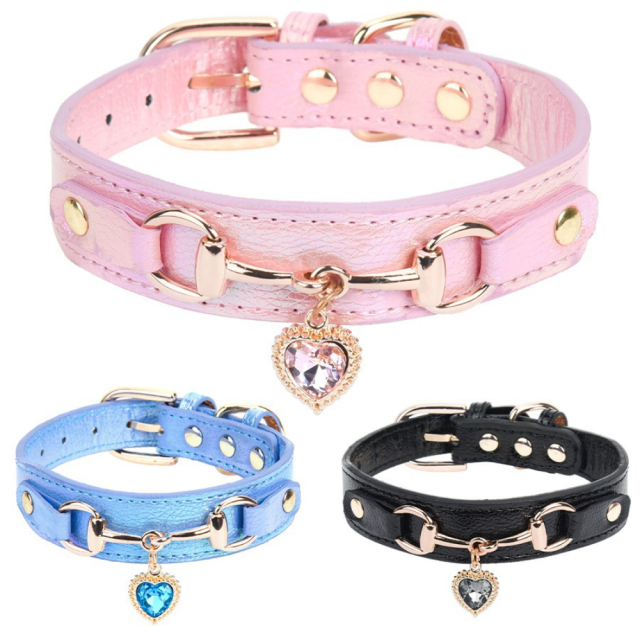 Small and Medium Dog & Cat Collar with Love Rhinestone Jewelry PU Leather & Pet Accessories Wholesale Leash Type Collar,U-ME PET LUV,Small and Medium Dog & Cat Collar with Love Rhinestone Jewelry PU Leather & Pet Accessories Wholesale Leash Type Collar
