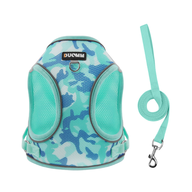 Fashionable Three-Piece Camouflage Dog Leash Integrated Cloth Chest Strap Reflective Highlight Button Closure Simple Pet Wear,U-ME PET LUV,Fashionable Three-Piece Camouflage Dog Leash Integrated Cloth Chest Strap Reflective Highlight Button Closure Simple Pet Wear