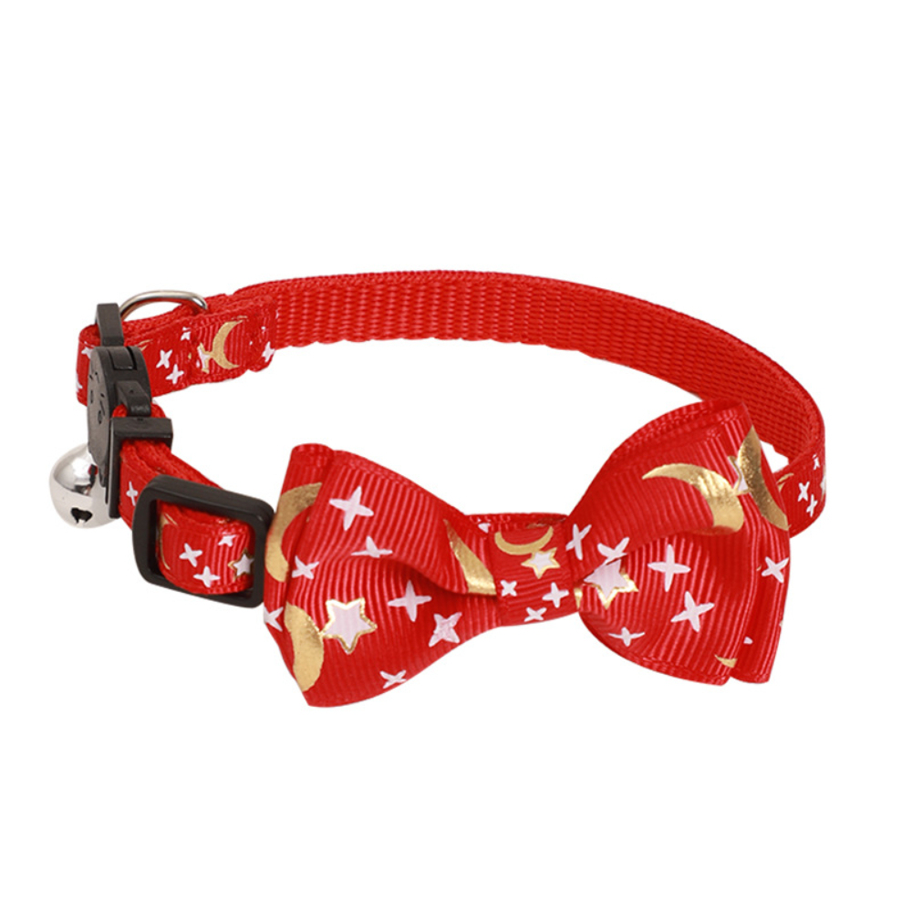 New Luxury Cat Dog Collar Bronzed Ribbon Bow Star Moon Pattern Soft Polyester Material Quick Release Feature Cute Cartooney,U-ME PET LUV,New Luxury Cat Dog Collar Bronzed Ribbon Bow Star Moon Pattern Soft Polyester Material Quick Release Feature Cute Cartooney