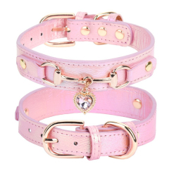 Small and Medium Dog & Cat Collar with Love Rhinestone Jewelry PU Leather & Pet Accessories Wholesale Leash Type Collar,U-ME PET LUV,Small and Medium Dog & Cat Collar with Love Rhinestone Jewelry PU Leather & Pet Accessories Wholesale Leash Type Collar