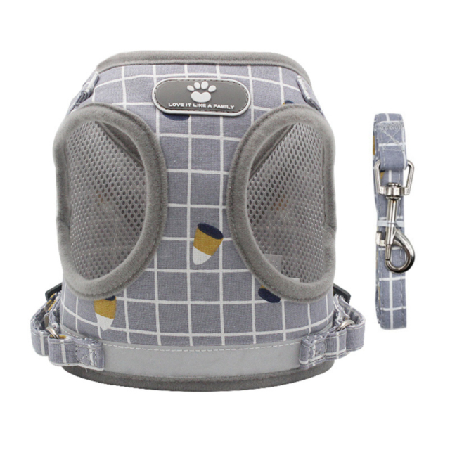 Wholesale Solid Striped Pattern Pet Vest Dog Cat Harness with Breathable Fashion Style Reflective Anti-Break Button Closure Cat Leash for Dog and Cat,U-ME PET LUV,Wholesale Solid Striped Pattern Pet Vest with Breathable Fashion Style Reflective Anti-Break Button Closure Cat Leash for Dog and Cat