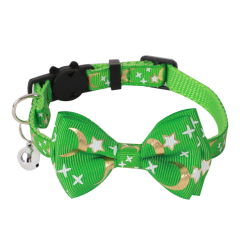 New Luxury Cat Dog Collar Bronzed Ribbon Bow Star Moon Pattern Soft Polyester Material Quick Release Feature Cute Cartooney,U-ME PET LUV,New Luxury Cat Dog Collar Bronzed Ribbon Bow Star Moon Pattern Soft Polyester Material Quick Release Feature Cute Cartooney