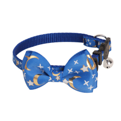 New Luxury Cat Dog Collar Bronzed Ribbon Bow Star Moon Pattern Soft Polyester Material Quick Release Feature Cute Cartooney,U-ME PET LUV,New Luxury Cat Dog Collar Bronzed Ribbon Bow Star Moon Pattern Soft Polyester Material Quick Release Feature Cute Cartooney