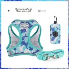 Fashionable Three-Piece Camouflage Dog Leash Integrated Cloth Chest Strap Reflective Highlight Button Closure Simple Pet Wear,U-ME PET LUV,Fashionable Three-Piece Camouflage Dog Leash Integrated Cloth Chest Strap Reflective Highlight Button Closure Simple Pet Wear