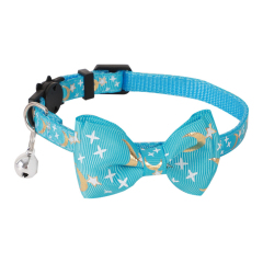 New Luxury Cat Dog Collar Bronzed Ribbon Bow Star Moon Pattern Soft Polyester Material Quick Release Feature Cute Cartooney,U-ME PET LUV,New Luxury Cat Dog Collar Bronzed Ribbon Bow Star Moon Pattern Soft Polyester Material Quick Release Feature Cute Cartooney