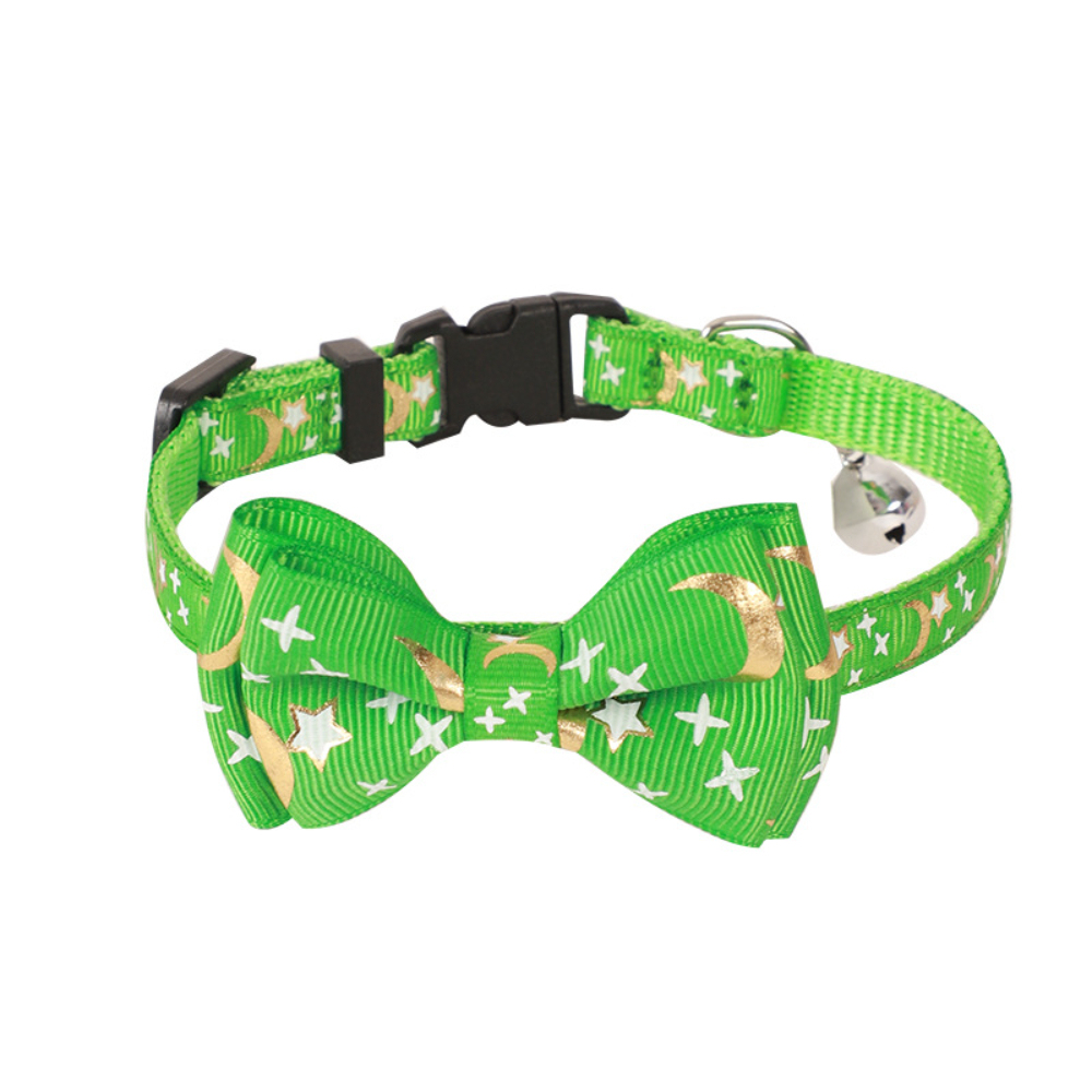 New Luxury Cat Dog Collar Bronzed Ribbon Bow Star Moon Pattern Soft Polyester Material Quick Release Feature Cute Cartooney,U-ME PET LUV,New Luxury Cat Dog Collar Bronzed Ribbon Bow Star Moon Pattern Soft Polyester Material Quick Release Feature Cute Cartooney