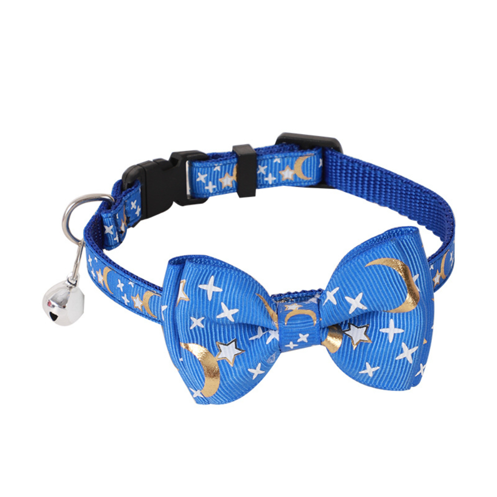 New Luxury Cat Dog Collar Bronzed Ribbon Bow Star Moon Pattern Soft Polyester Material Quick Release Feature Cute Cartooney,U-ME PET LUV,New Luxury Cat Dog Collar Bronzed Ribbon Bow Star Moon Pattern Soft Polyester Material Quick Release Feature Cute Cartooney