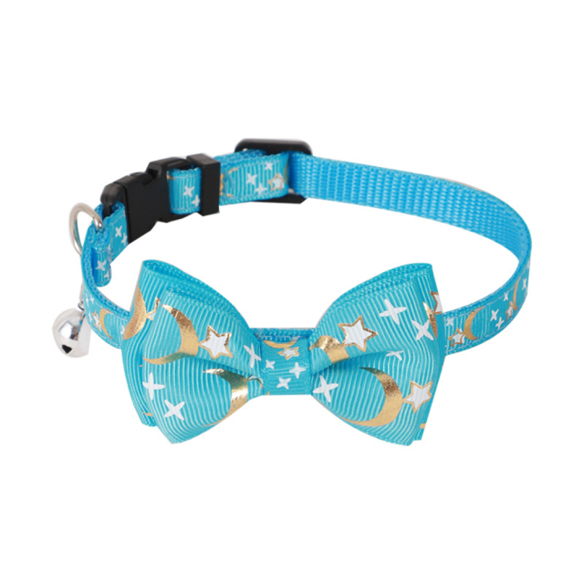 New Luxury Cat Dog Collar Bronzed Ribbon Bow Star Moon Pattern Soft Polyester Material Quick Release Feature Cute Cartooney,U-ME PET LUV,New Luxury Cat Dog Collar Bronzed Ribbon Bow Star Moon Pattern Soft Polyester Material Quick Release Feature Cute Cartooney