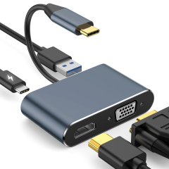 UCHDVGA-M2 | Adaptateur USB-C Multiport 4 en 1 (HDMI 4K, VGA 1080p, 60W PD, Hub USB 3.0),flykantech.com | Services Complets De Conception, Fabrication Et Exportation D'Usines | Amélioration De L'Efficacité De La Production,UCHDVGA-M2 | Adaptateur USB-C Multiport 4 en 1 (HDMI 4K, VGA 1080p, 60W PD, Hub USB 3.0),Convertisseurs Vvidéo,Convertisseur Vidéo USB-C