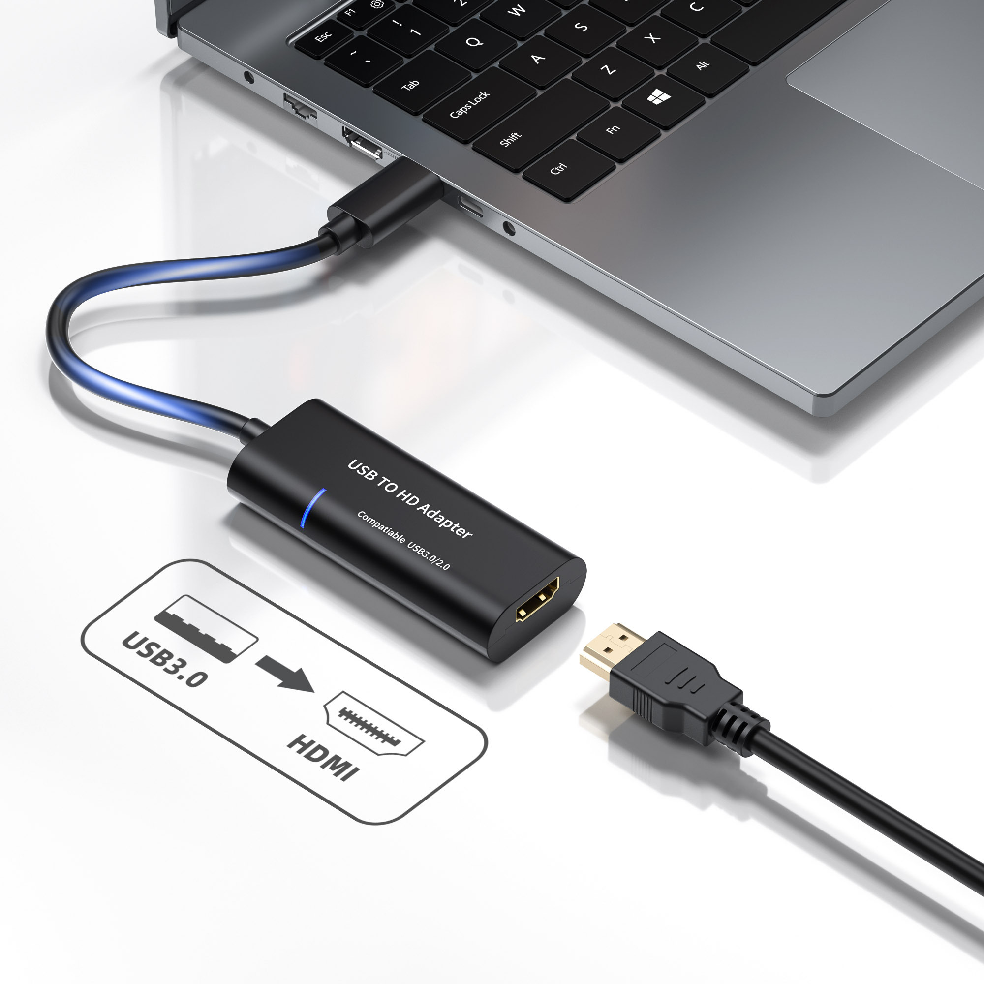 HD00007 | USB 3.0에서 HDMI 비디오 컨버터 (Win/Mac),flykantech.com | 종합 공장 설계, 제조 및 수출 서비스 | 생산 효율성 향상,HD00007 | USB 3.0에서 HDMI 비디오 컨버터 (Win/Mac),디스플레이 어댑터,USB-A 어댑터