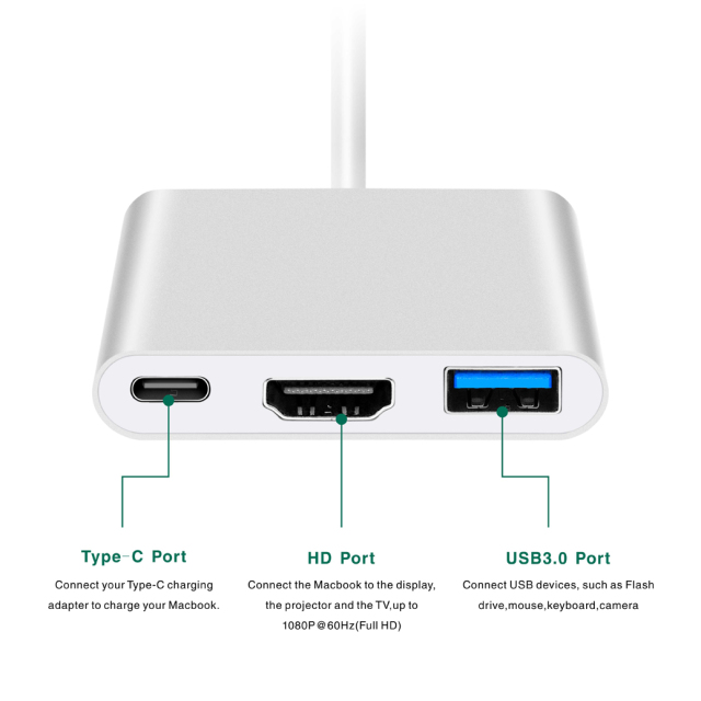 UCHDHUB-M1 | 3-In-1 USB-C Multiport-Adapter (USB 3.0, HDMI 4K),flykantech.com | Umfassendes Werkdesign, Fertigung und Exportdienstleistungen | Steigerung der Produktionseffizienz
