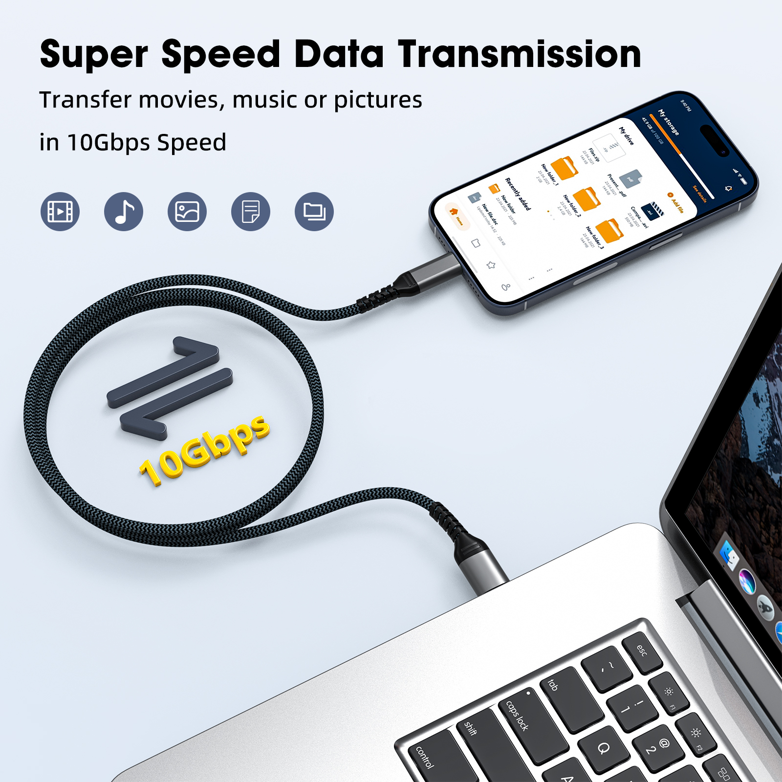 UC1060-B100 | 10Gbps USB-C ケーブル、60W PD,flykantech.com | 全面的な工場設計、製造、輸出サービス | 生産効率の向上,UC1060-B100 | 10Gbps USB-C to C Cable with 60W PD,オーディオ&ビデオ製品,USB-Cビデオアダプター