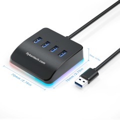 USB3-BUH4AL | Hub USB3.0 4 Ports (Incluant RGB),flykantech.com | Services Complets De Conception, Fabrication Et Exportation D'Usines | Amélioration De L'Efficacité De La Production,USB3-BUH4AL | Hub USB3.0 4 Ports (Incluant RGB)