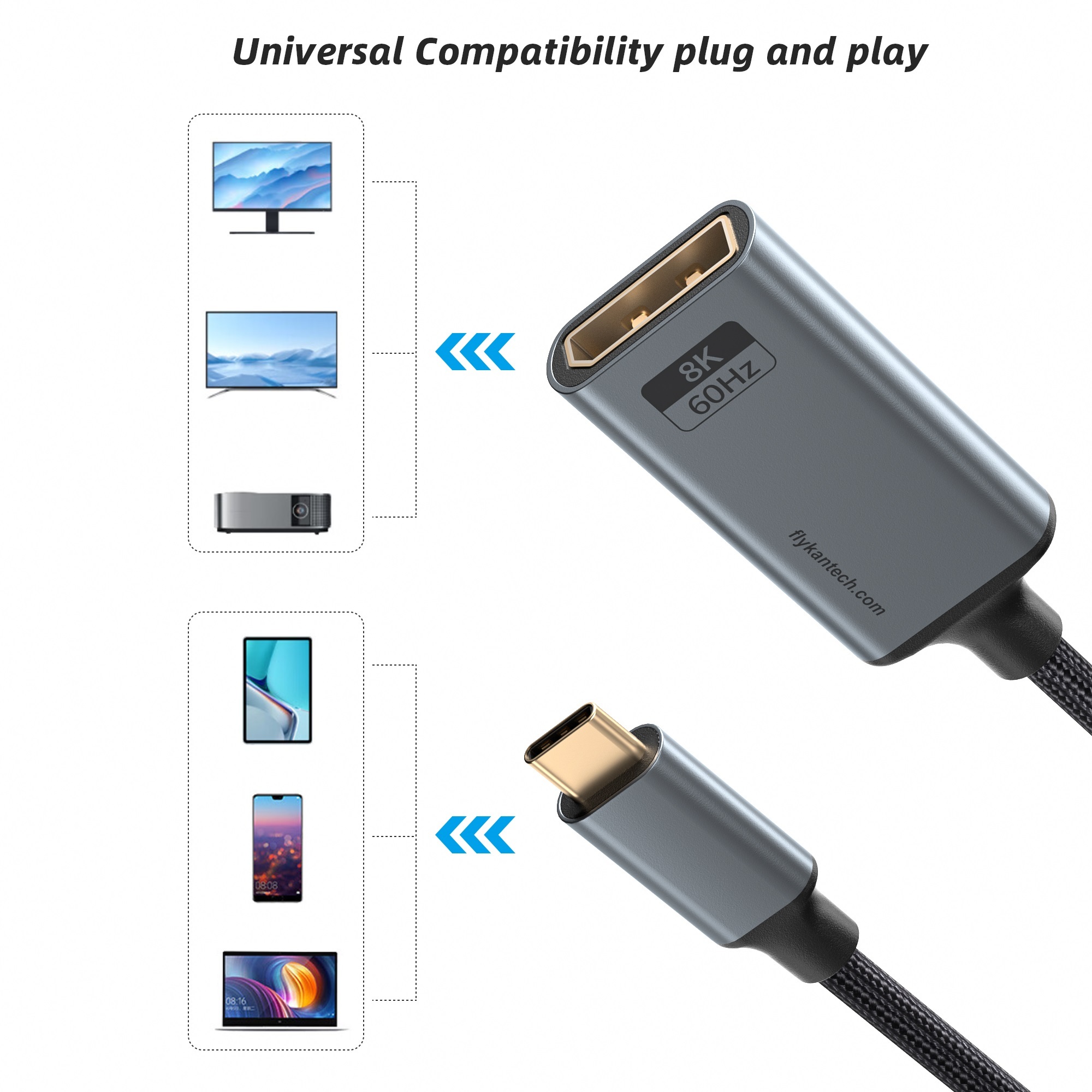 UC2DP860-M1 | 8K USB-C to DisplayPort 어댑터 (M/F, 금속),flykantech.com | 종합 공장 설계, 제조 및 수출 서비스 | 생산 효율성 향상,UC2DP860-M1 | 8K USB-C to DisplayPort 어댑터 (M/F, 금속)