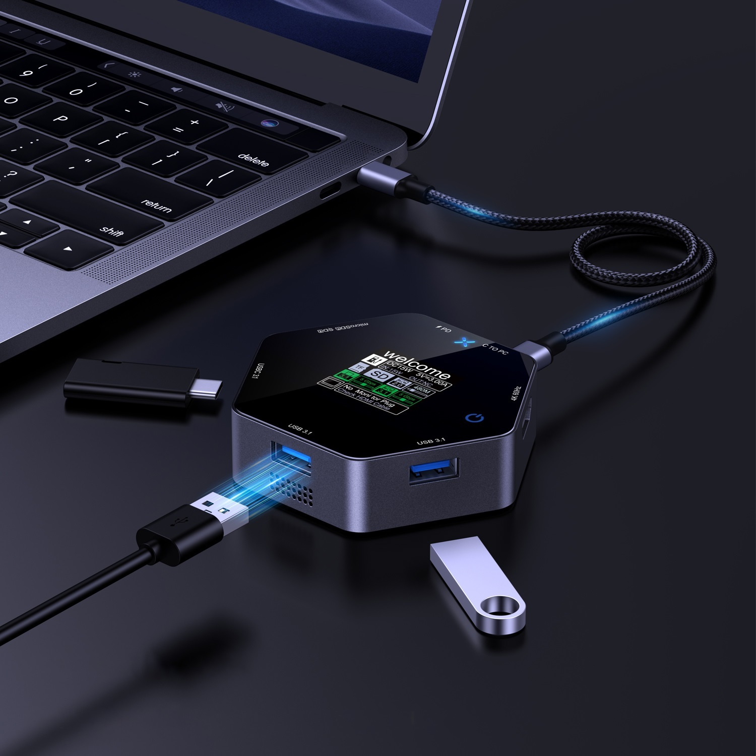 DataVision Pro 8-IN/1 USB-C 멀티펑션 허브,flykantech.com | 종합 공장 설계, 제조 및 수출 서비스 | 생산 효율성 향상,DataVision Pro 8-IN/1 USB-C 멀티펑션 허브
