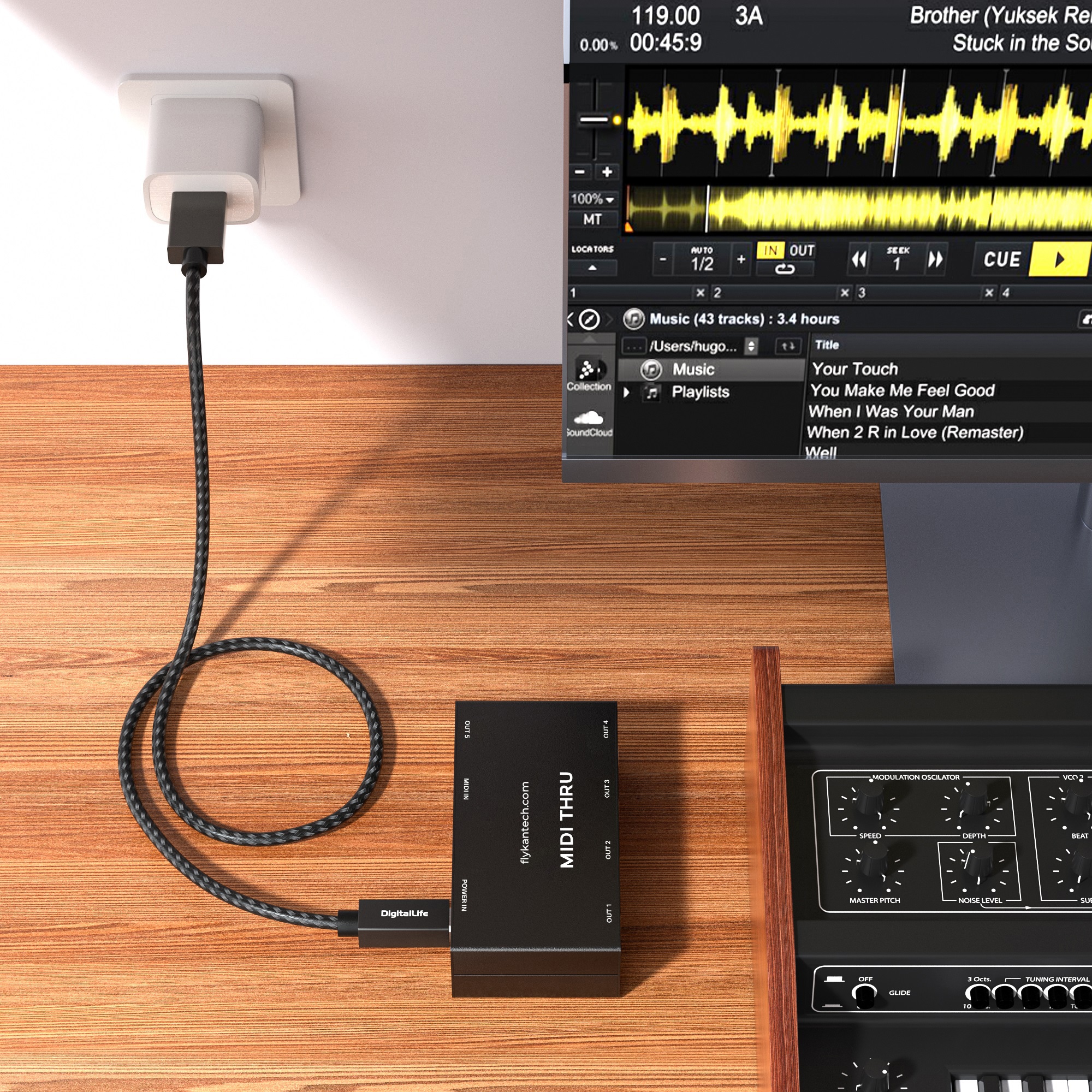 Thru-5-B | 1-In/5-Out 5-Pin DIN MIDI Thru Box