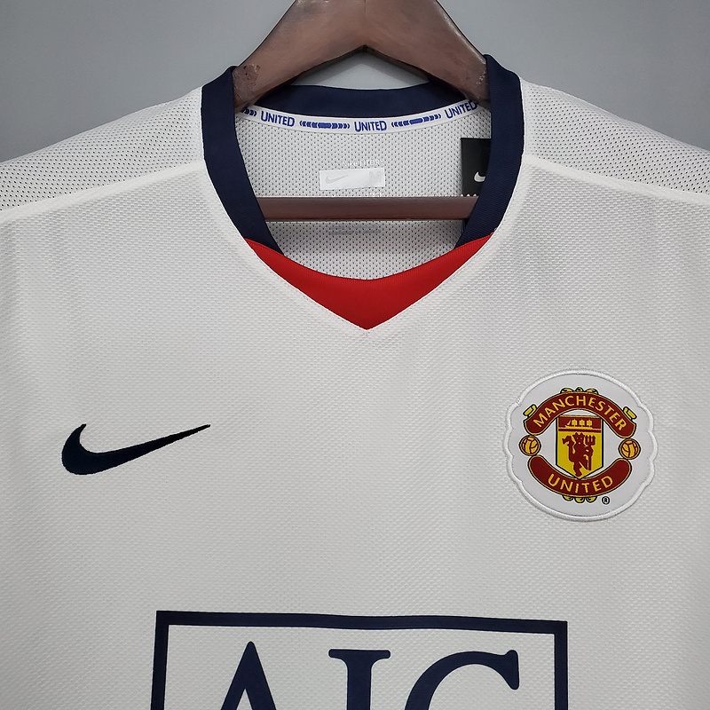 Retro Manchester United 08-09 League Edition away White   Football jersey retro