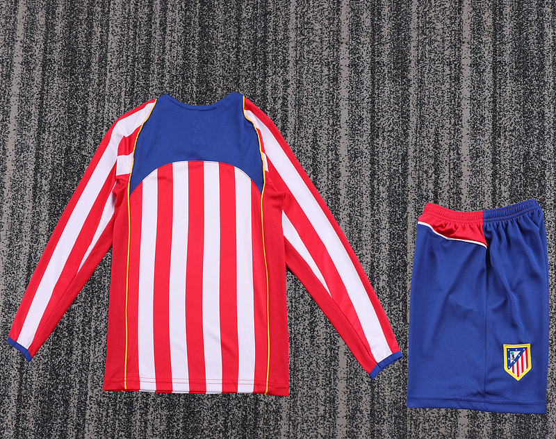 Kids Retro 2004-05 Atletico Madrid Home Kids Football jersey Long sleeve