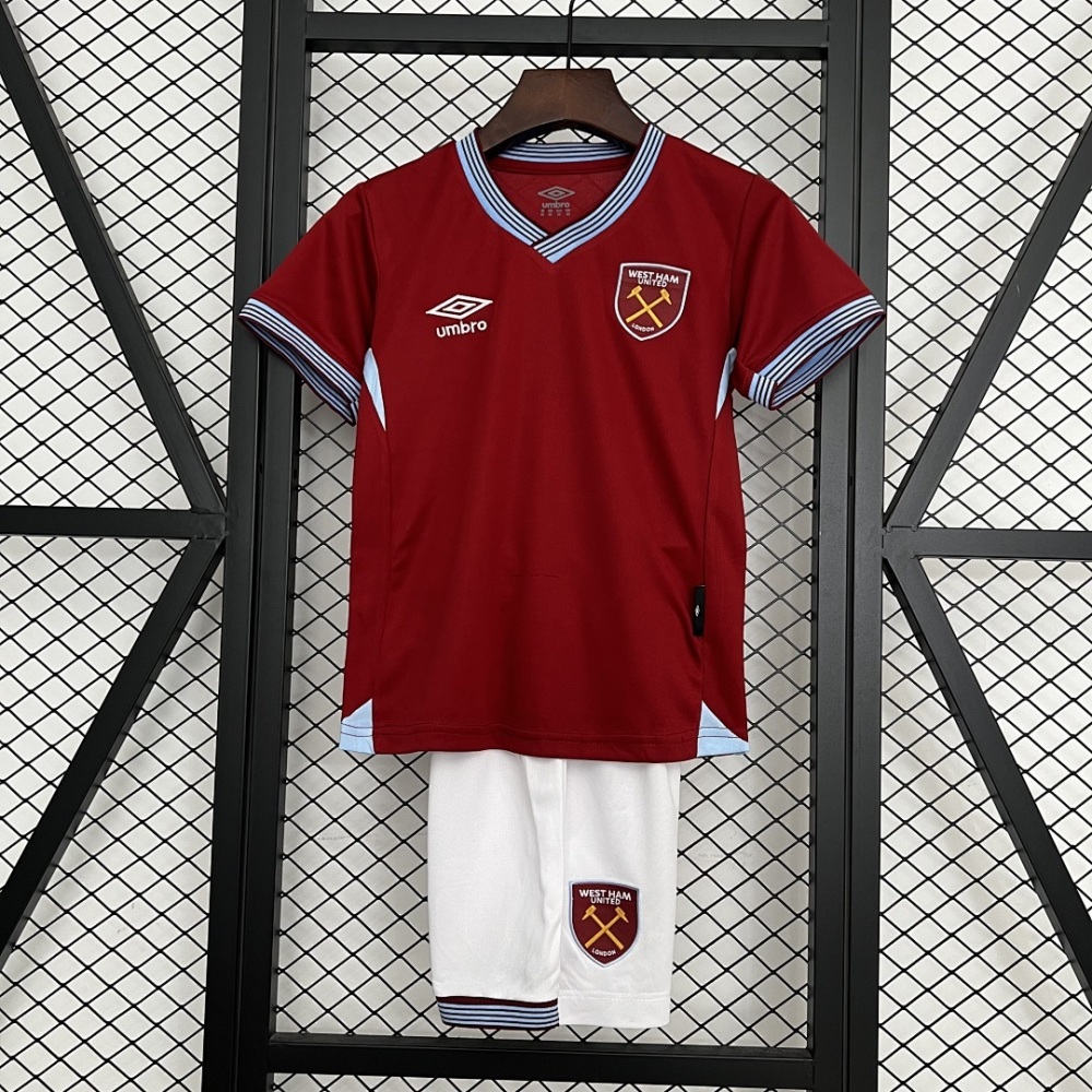 KIDS 2025-26 West Ham United Home KIDS Football jersey