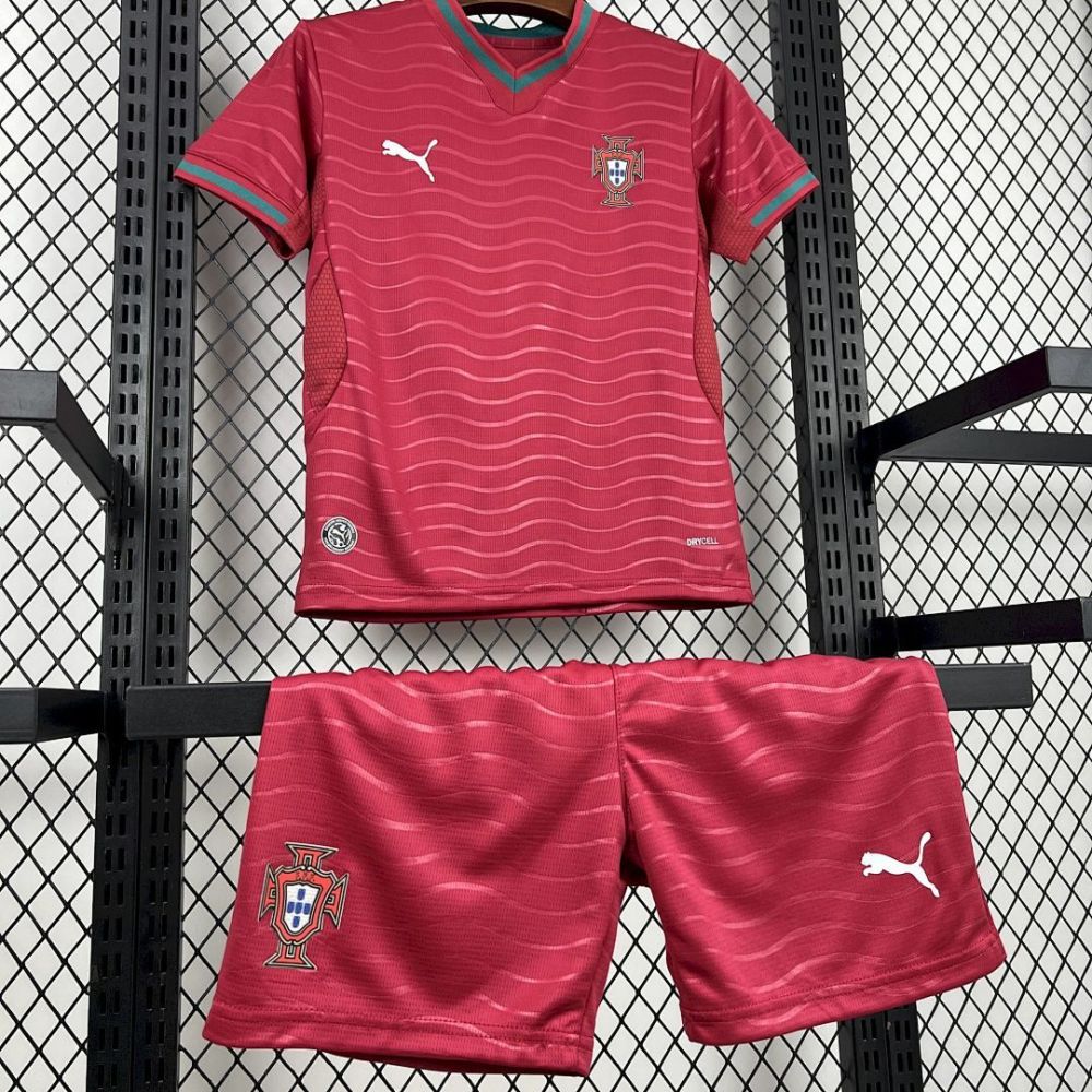 Kids 2026 Portugal Home Kids Football jersey World Cup