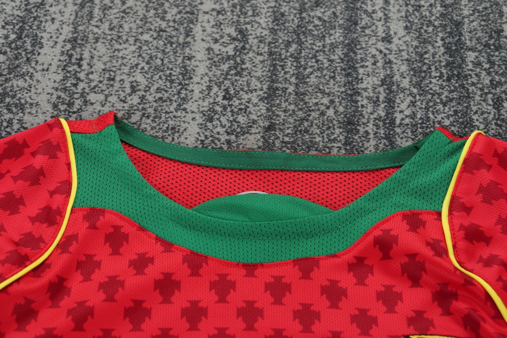 Kids Retro 2004 Portugal Home Kids Football jersey Long Sleeve