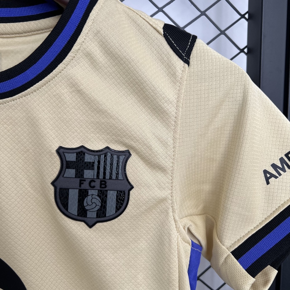 Kids 2025-26 Barcelona Away Kids Soccer Jersey