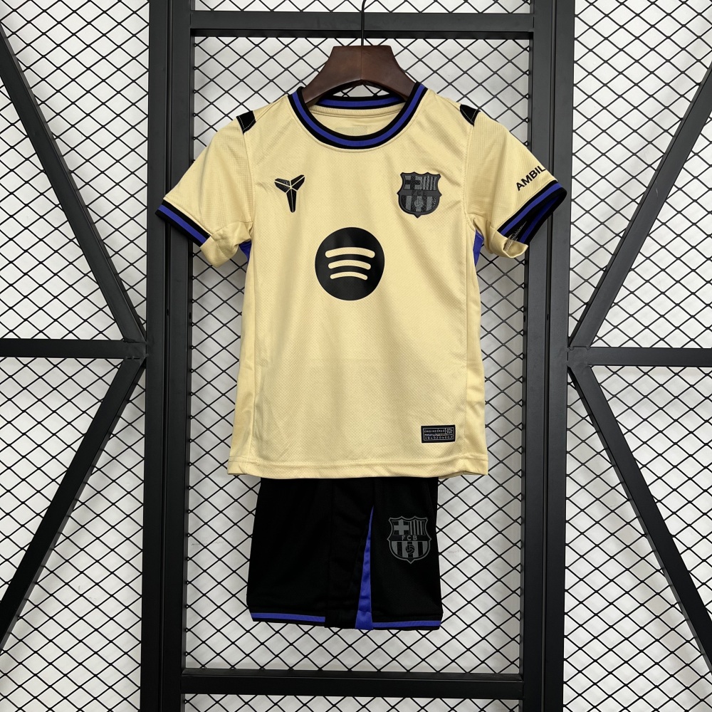 Kids 2025-26 Barcelona Away Kids Soccer Jersey