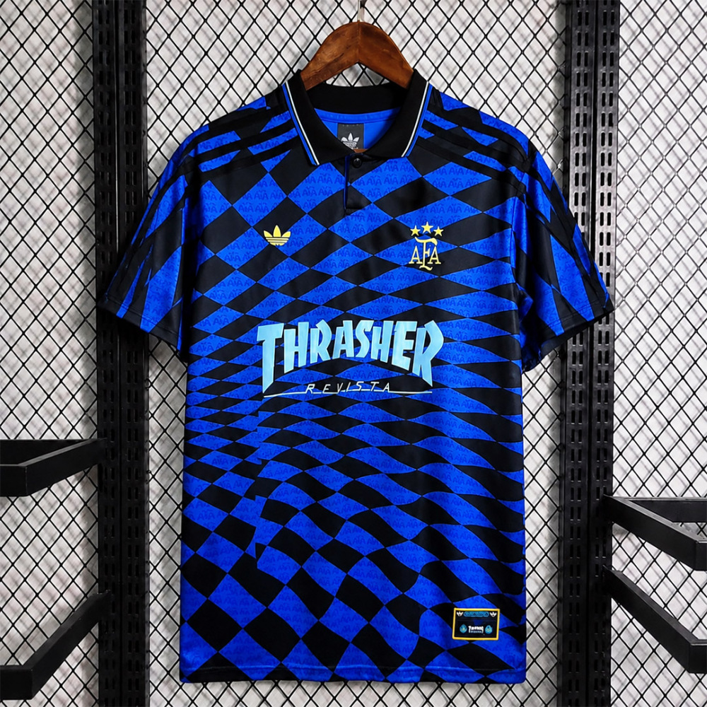 2026 Argentina x Thrasher Black Blue Football jersey S-4XL