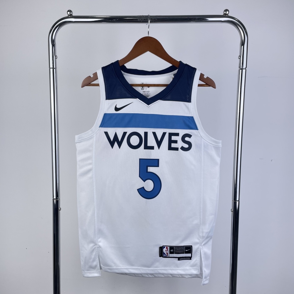 2023/24 Minnesota Timberwolves Home White Anthony Edwards #5 Men’s Jersey