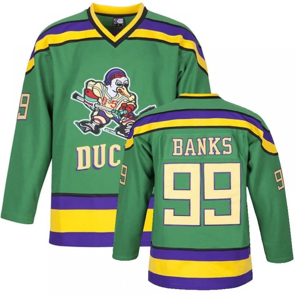 Adam Banks Men’s Mighty Ducks Movie Green Ice Hockey Jersey