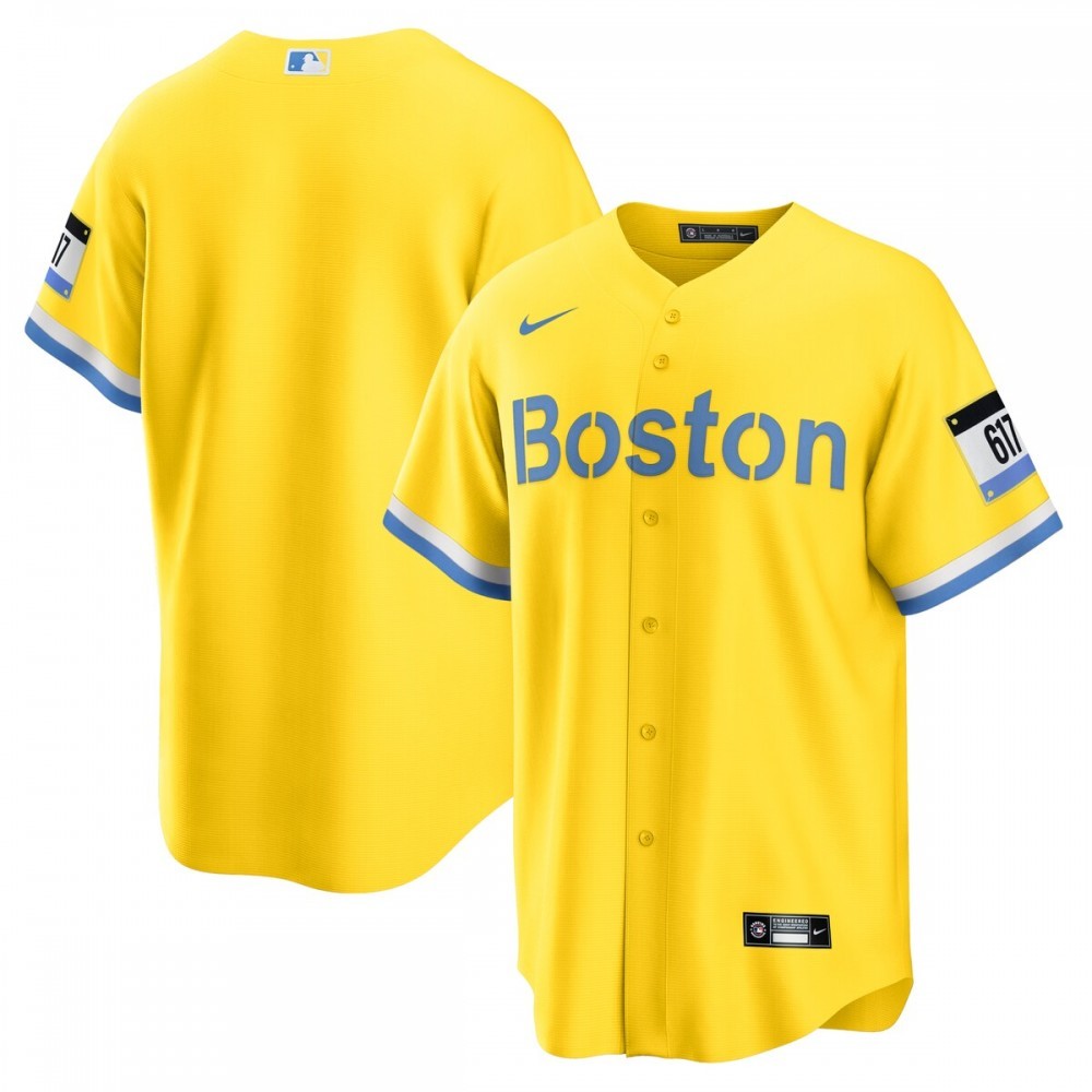 Boston Red Sox Nike 2021 City Connect Replica Jersey – Gold/Light Blue