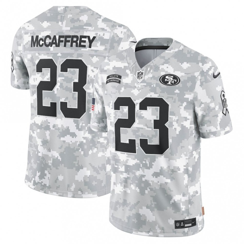 Christian McCaffrey San Francisco 49ers Nike 2024 Salute to Service Limited Jersey – Arctic Camo