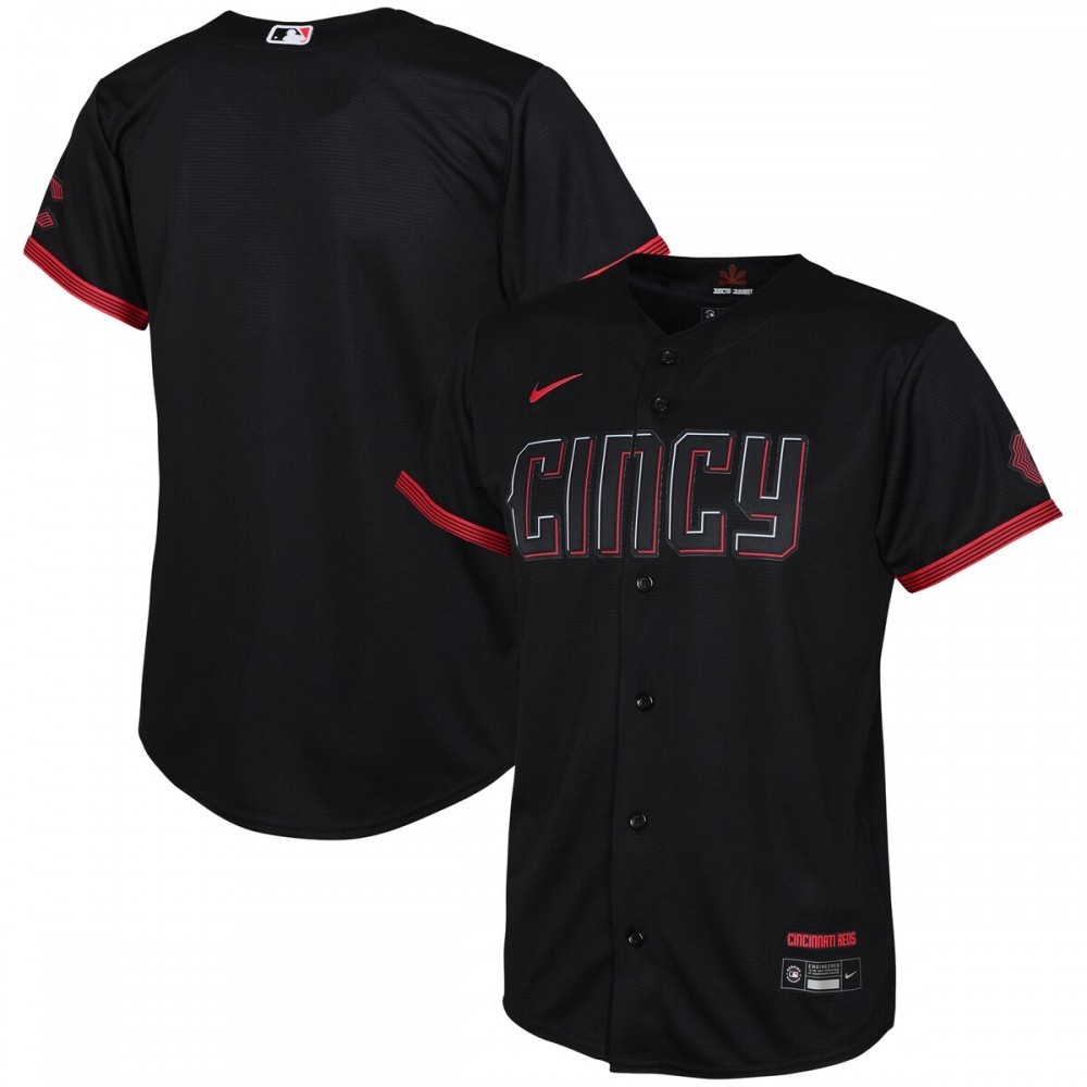 Cincinnati Reds Nike Youth 2023 City Connect Replica Jersey – Black