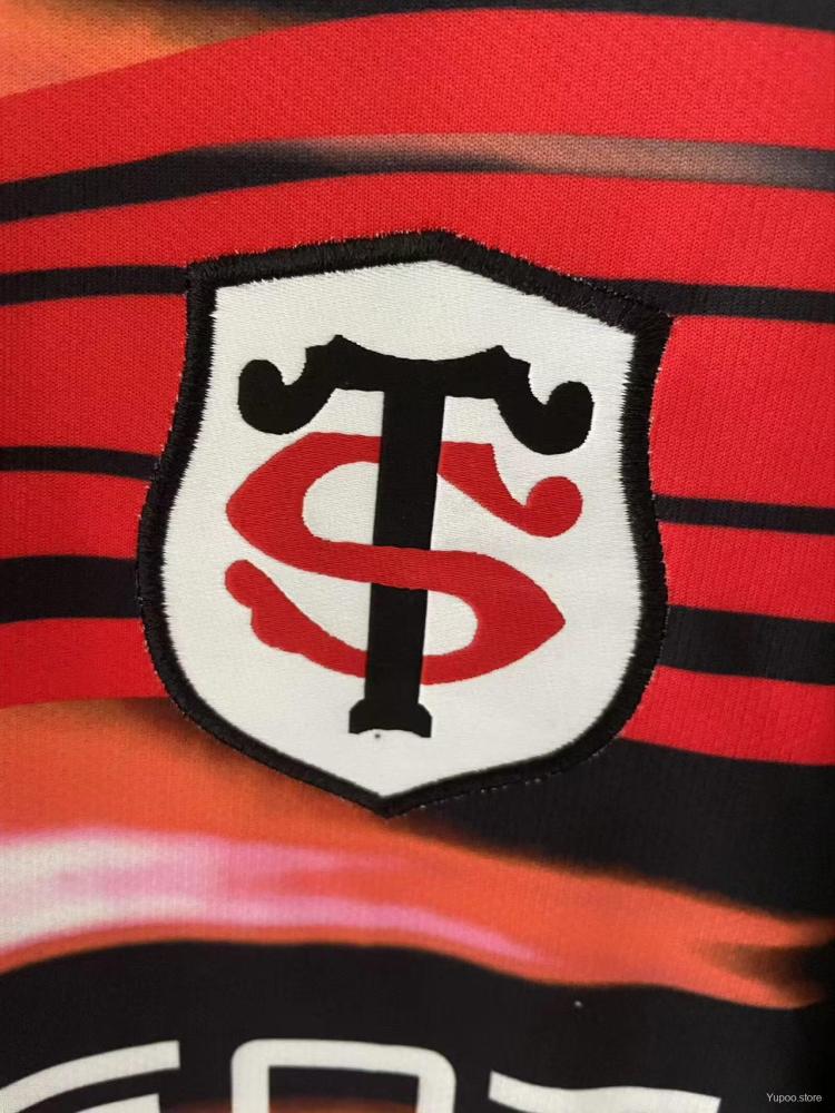 25/26 Stade Toulouse Rugby Black with Red Lightning Stripes Jersey