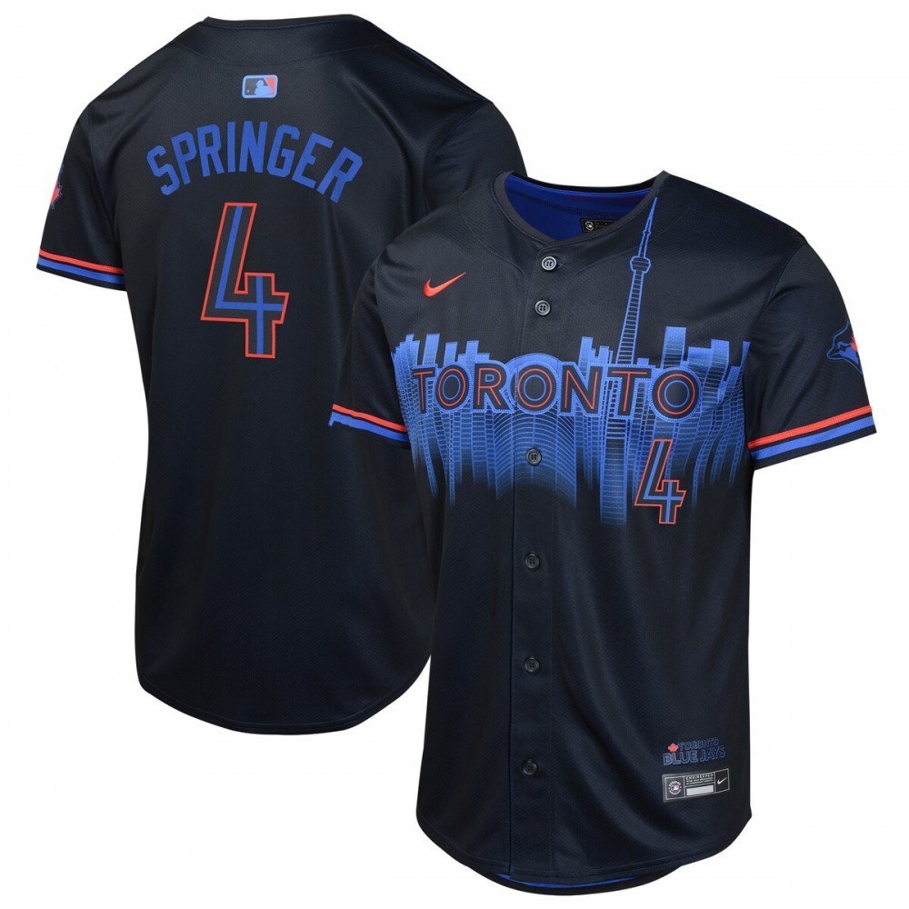 George Springer Toronto Blue Jays Nike Youth 2024 City Connect Limited Player Jersey – Navy