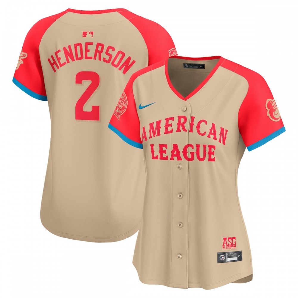 Gunnar Henderson American League Nike Women’s 2024 MLB All-Star Game Limited Player Jersey – Cream