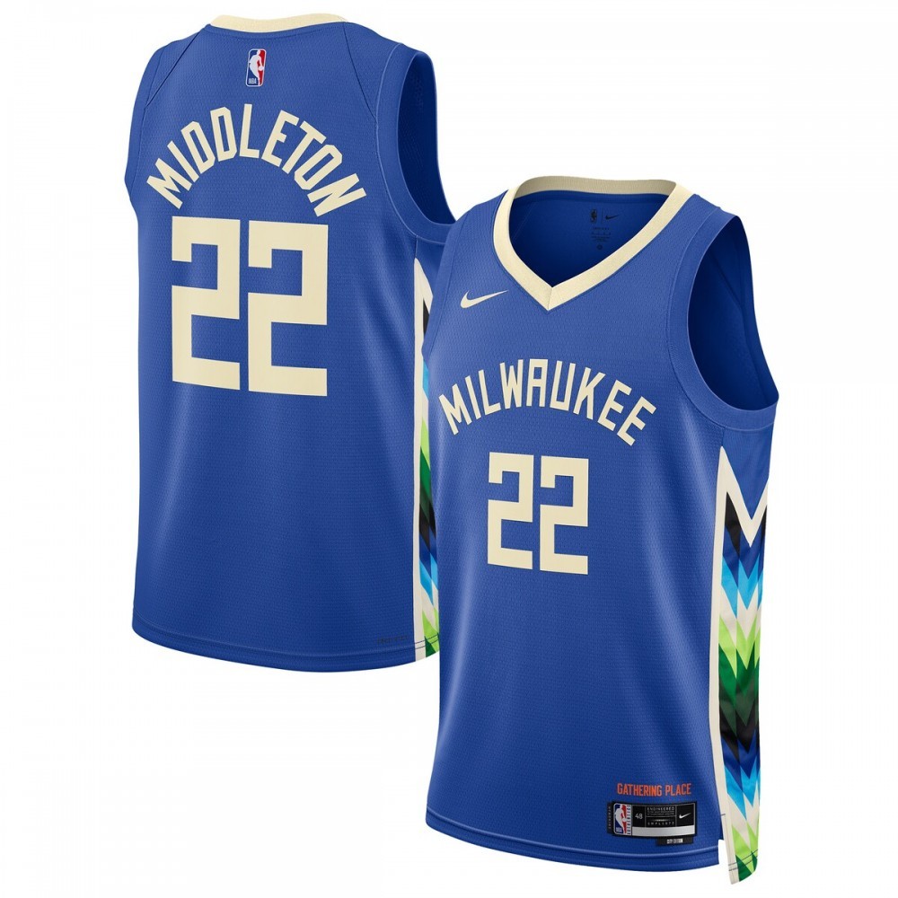 Khris Middleton Milwaukee Bucks Nike Unisex 2022/23 Swingman Jersey – City Edition – Royal