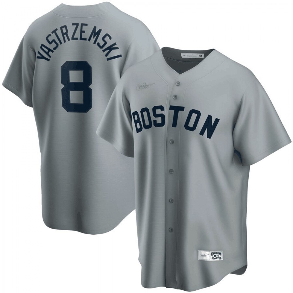 Men’s Boston Red Sox Carl Yastrzemski #8 Nike Gray Road Cooperstown Collection Player Jersey