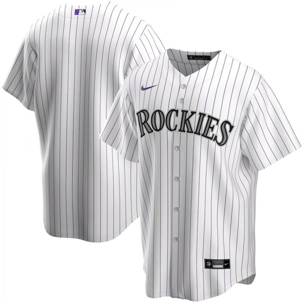 Men’s Colorado Rockies Nike White&Purple Home 2020 Jersey