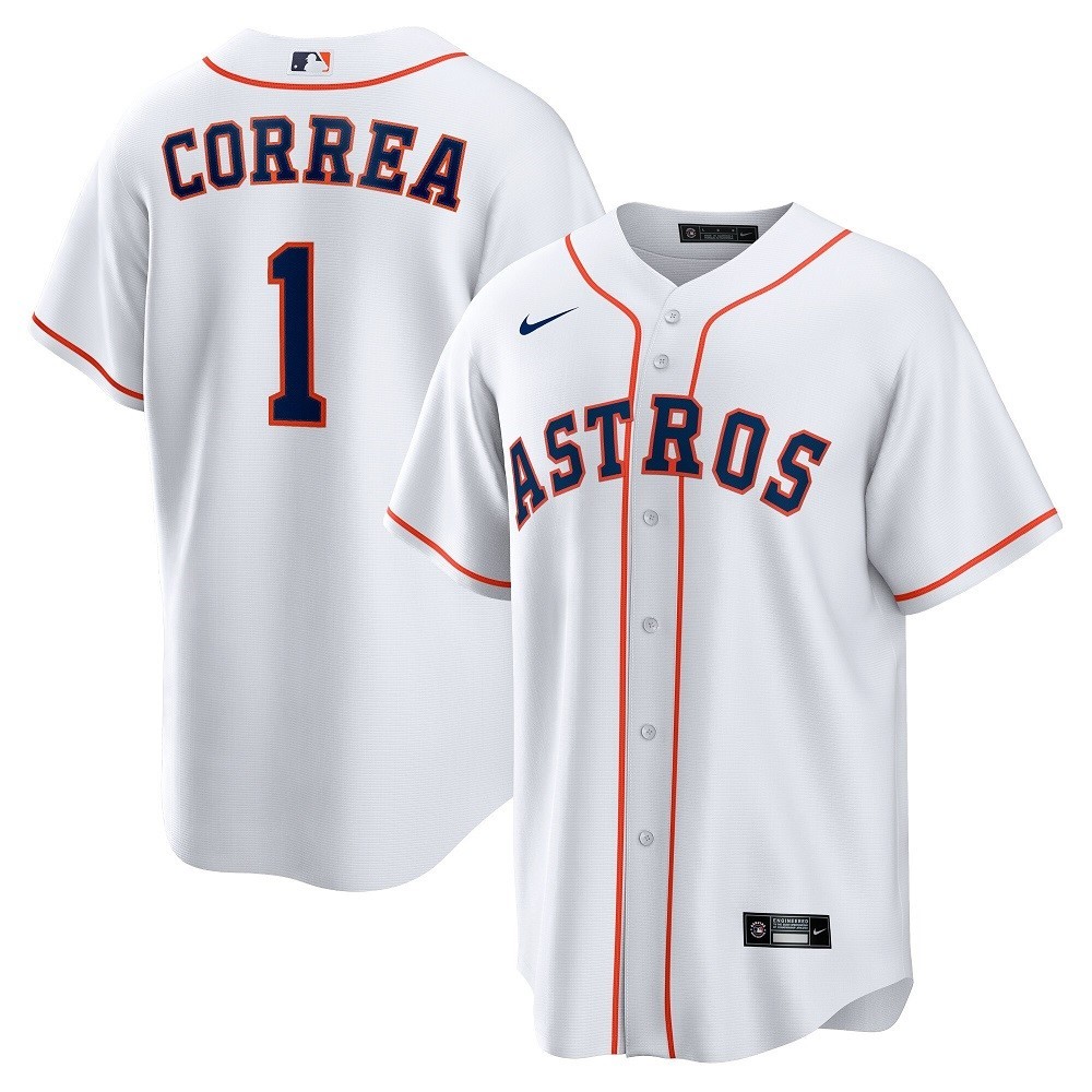 Men’s Houston Astros Carlos Correa #1 Nike White Home 2020 Jersey
