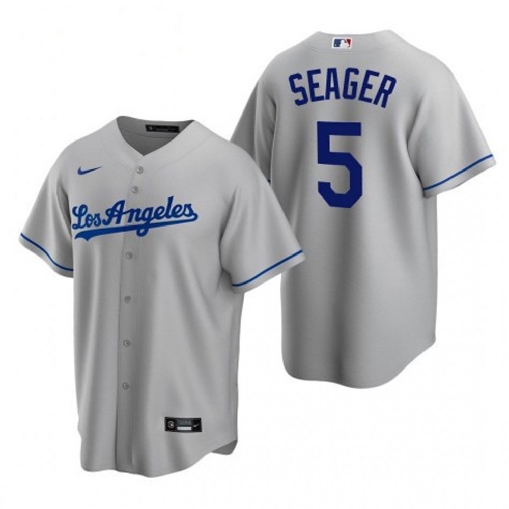 Men’s Los Angeles Dodgers Corey Seager #5 Nike Gray 2020 World Series Champions Home Jersey