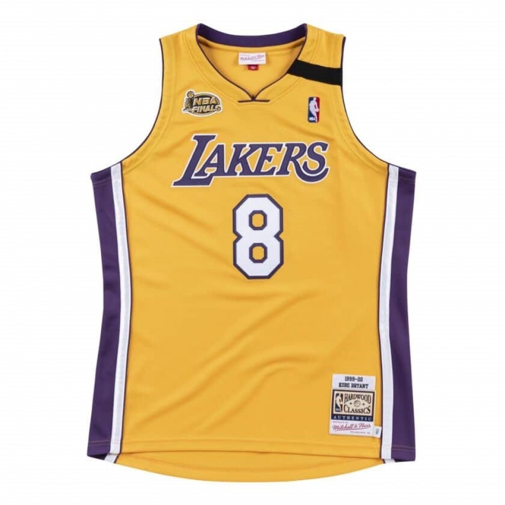 Men’s Los Angeles Lakers Home Retro Final Kobe Bryant #8 Throwback Yellow 1999-00 Hardwood Jersey