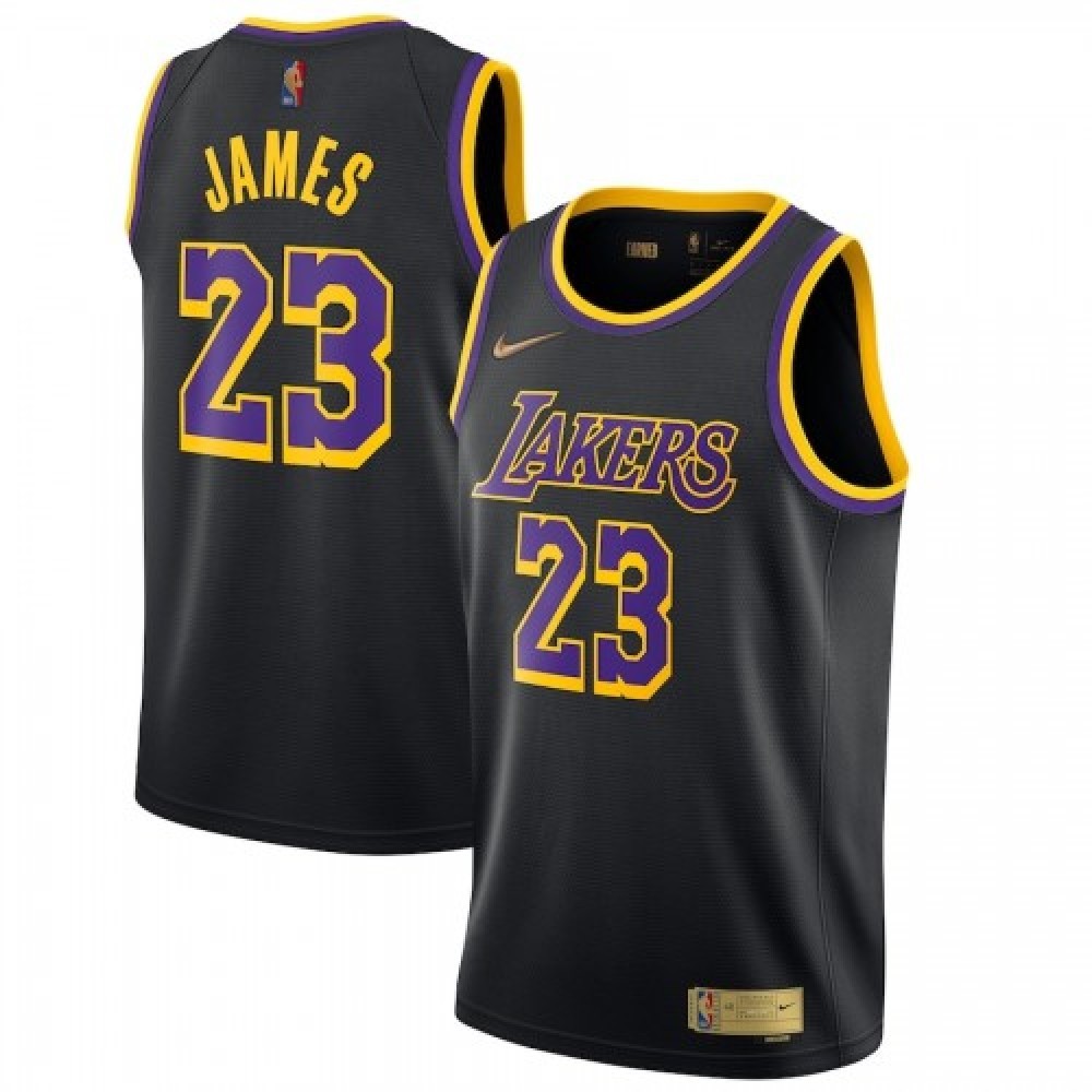 Men’s Los Angeles Lakers LeBron James #23 Nike Black 2020/21 Swingman Player Jersey – Earned Edition