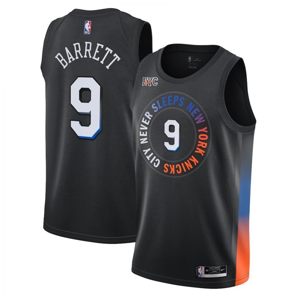 Men’s New York Knicks RJ Barrett #9 Nike Black 2020/21 Swingman Jersey – City Edition