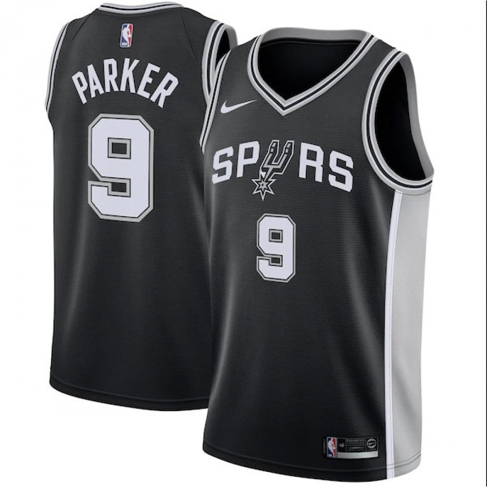Men’s San Antonio Spurs Tony Parker #9 Nike Black 2020/21 Swingman Jersey – Icon Edition
