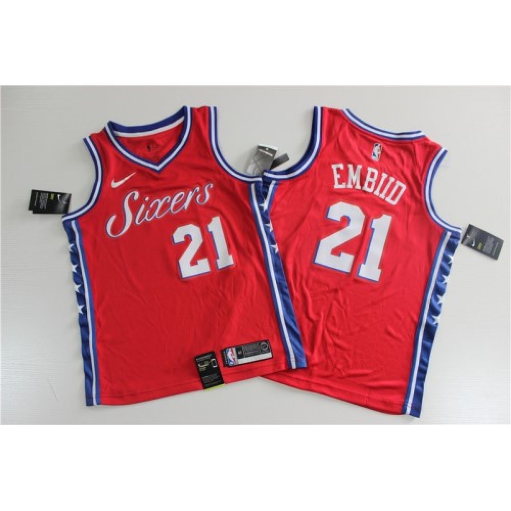 Men’s Philadelphia 76ers Joel Embiid #21 Red Swingman Jersey – Statement Edition