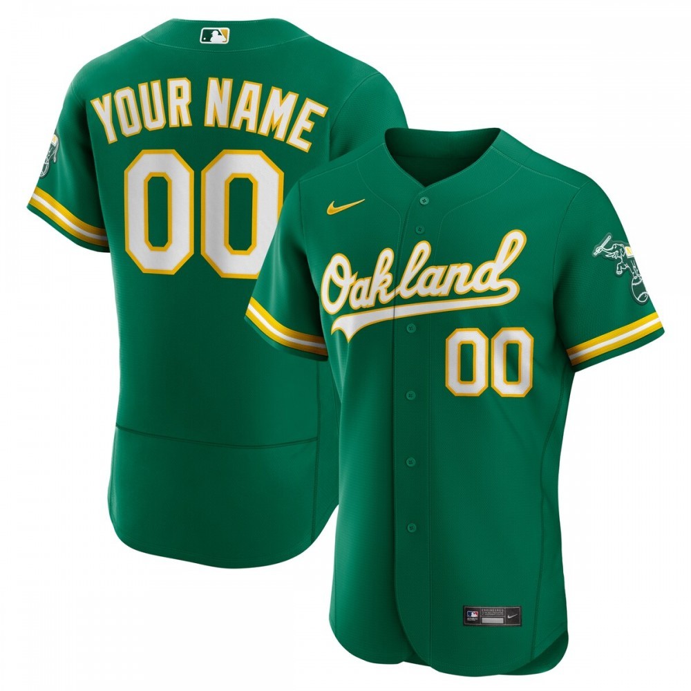 Oakland Athletics Nike Alternate Authentic Custom Jersey – Kelly Green