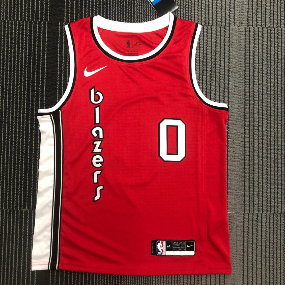 Portland Trail Blazers Retro Red Damian Lillard #0 Men’s Jersey