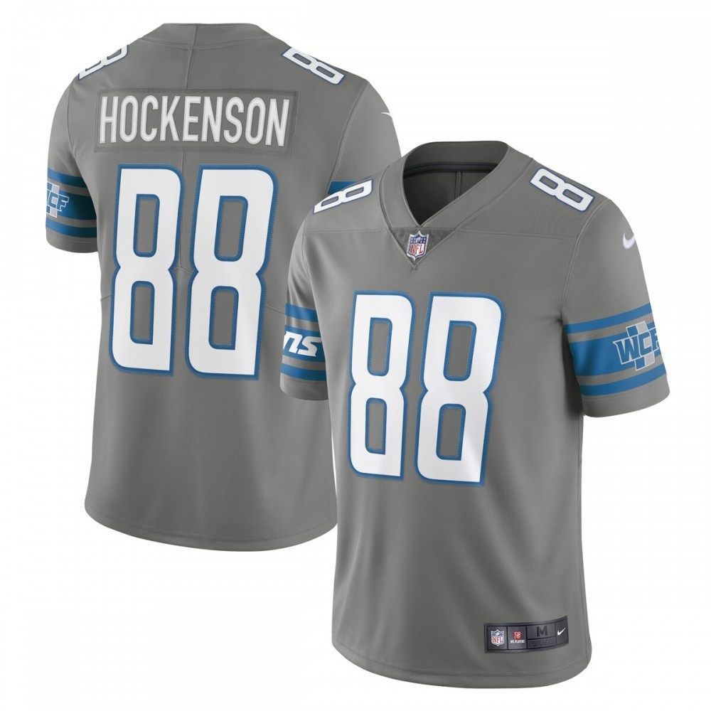 T.J. Hockenson Detroit Lions Nike Vapor Limited Jersey – Steel