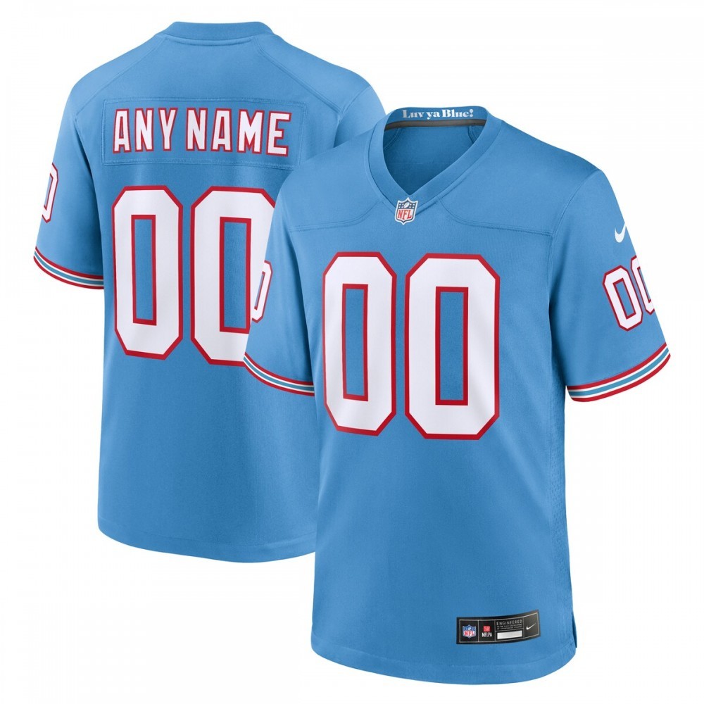 Tennessee Titans Nike Oilers Throwback Custom Game Jersey – Light Blue